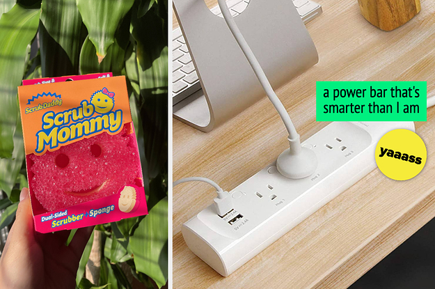 a scrub mommy sponge, a smart power bar