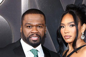This is an image of 50 Cent on the right and Jamira Haines on the left