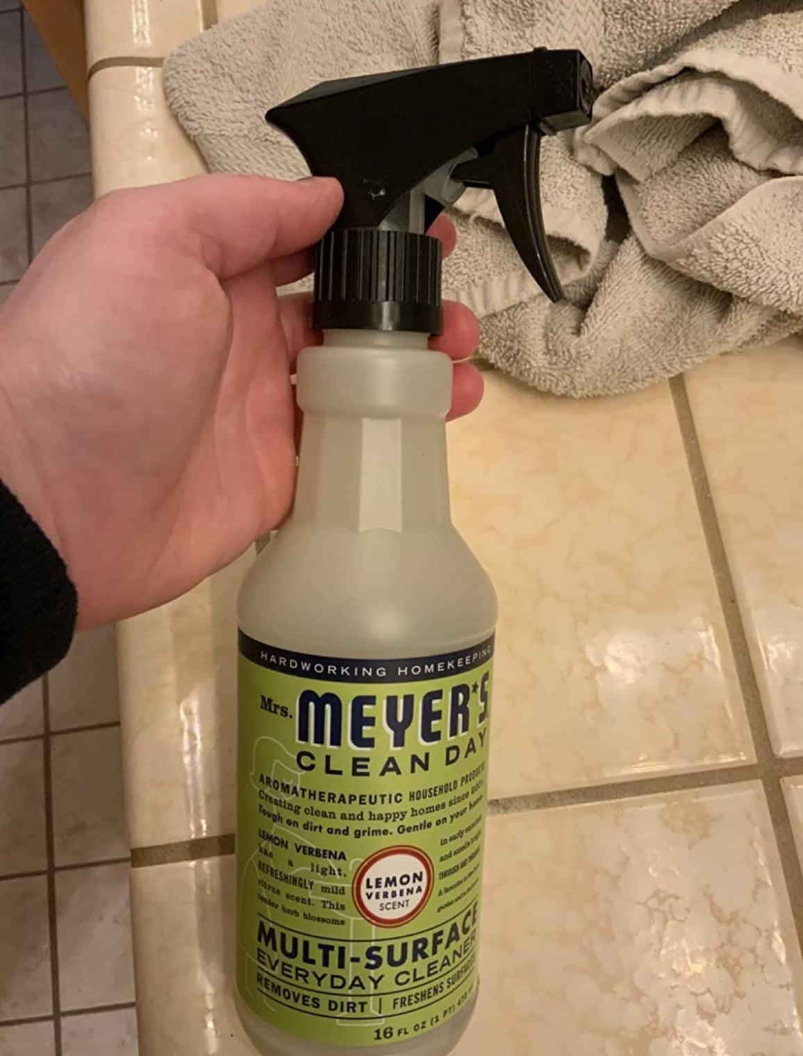 Image of reviewer holding the spray bottle