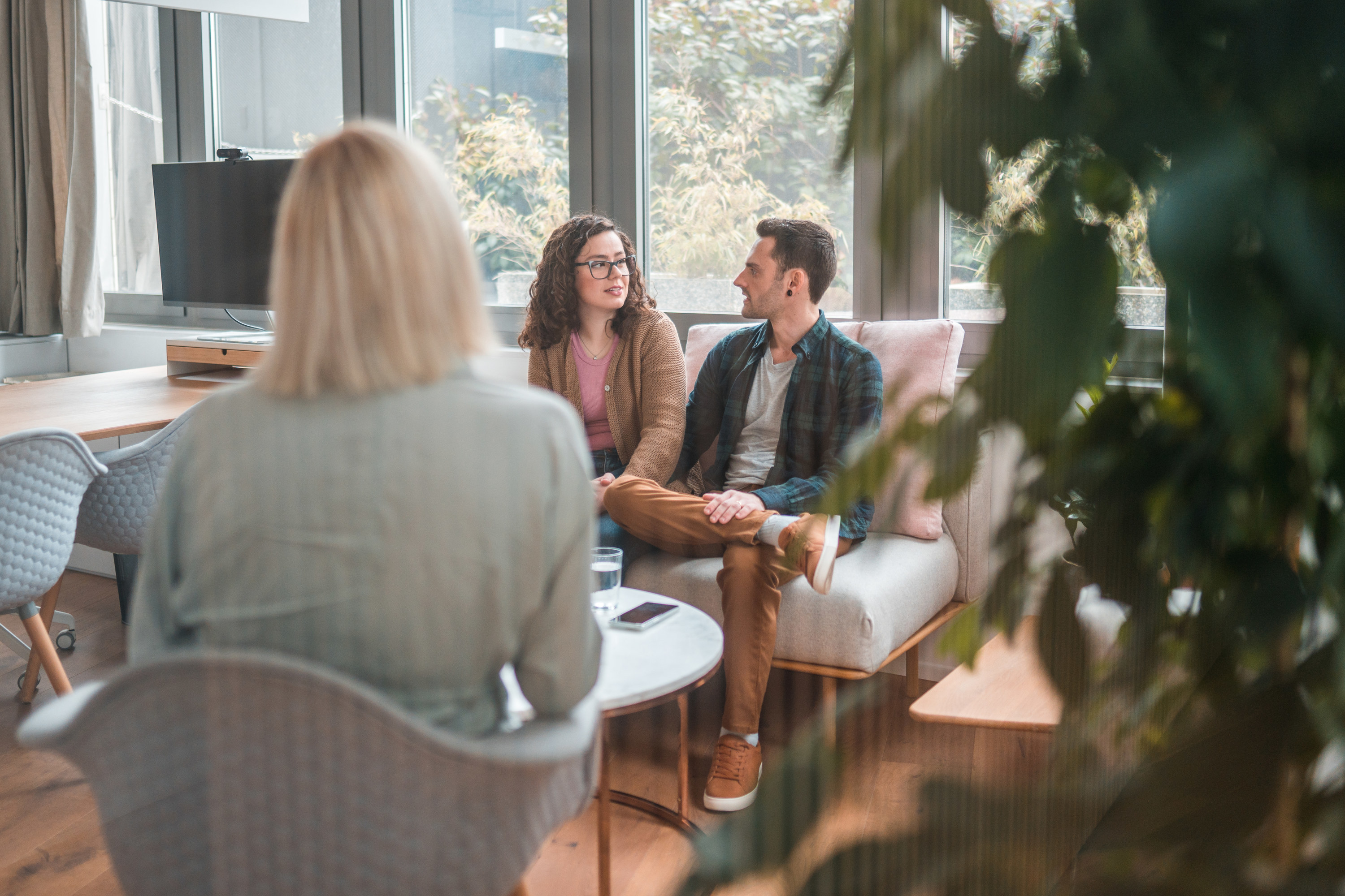 couple talking with a counselor