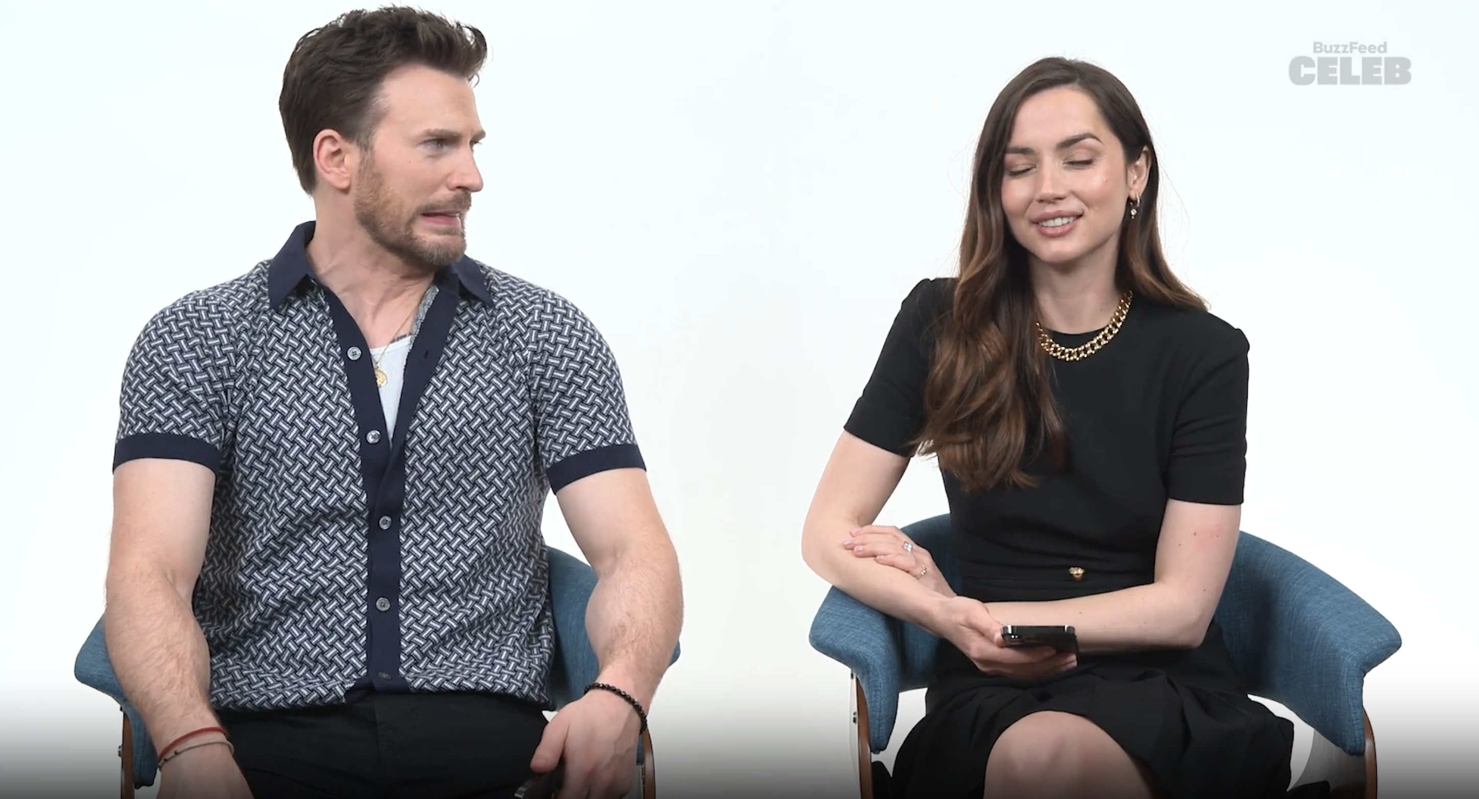 Knives Out' Stars Chris Evans & Ana de Armas Reunite at W