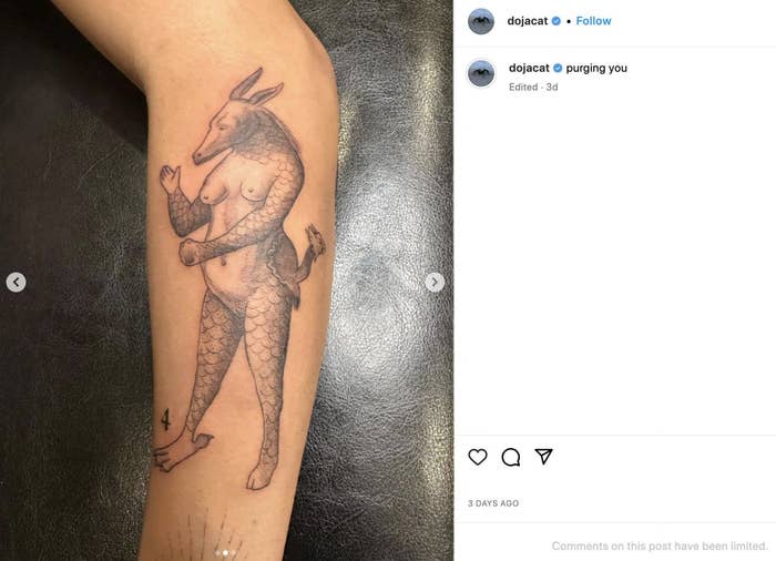 Doja Cat Debuts Large Bat Tattoo on Her Back — See Photos