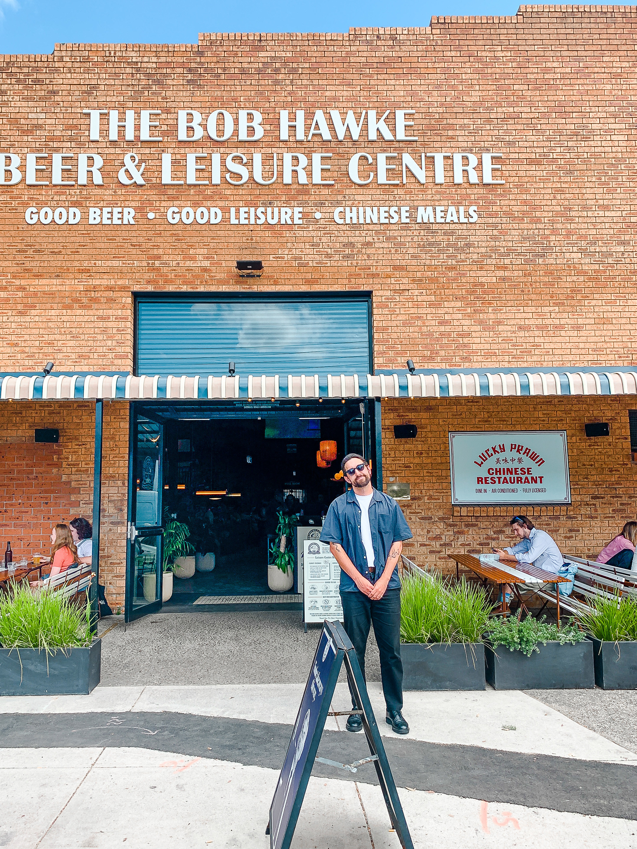 Photo outside the Bob Hawke beer & leisure centre
