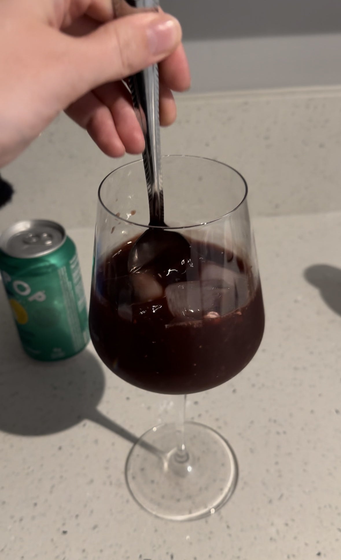 mixing the drink