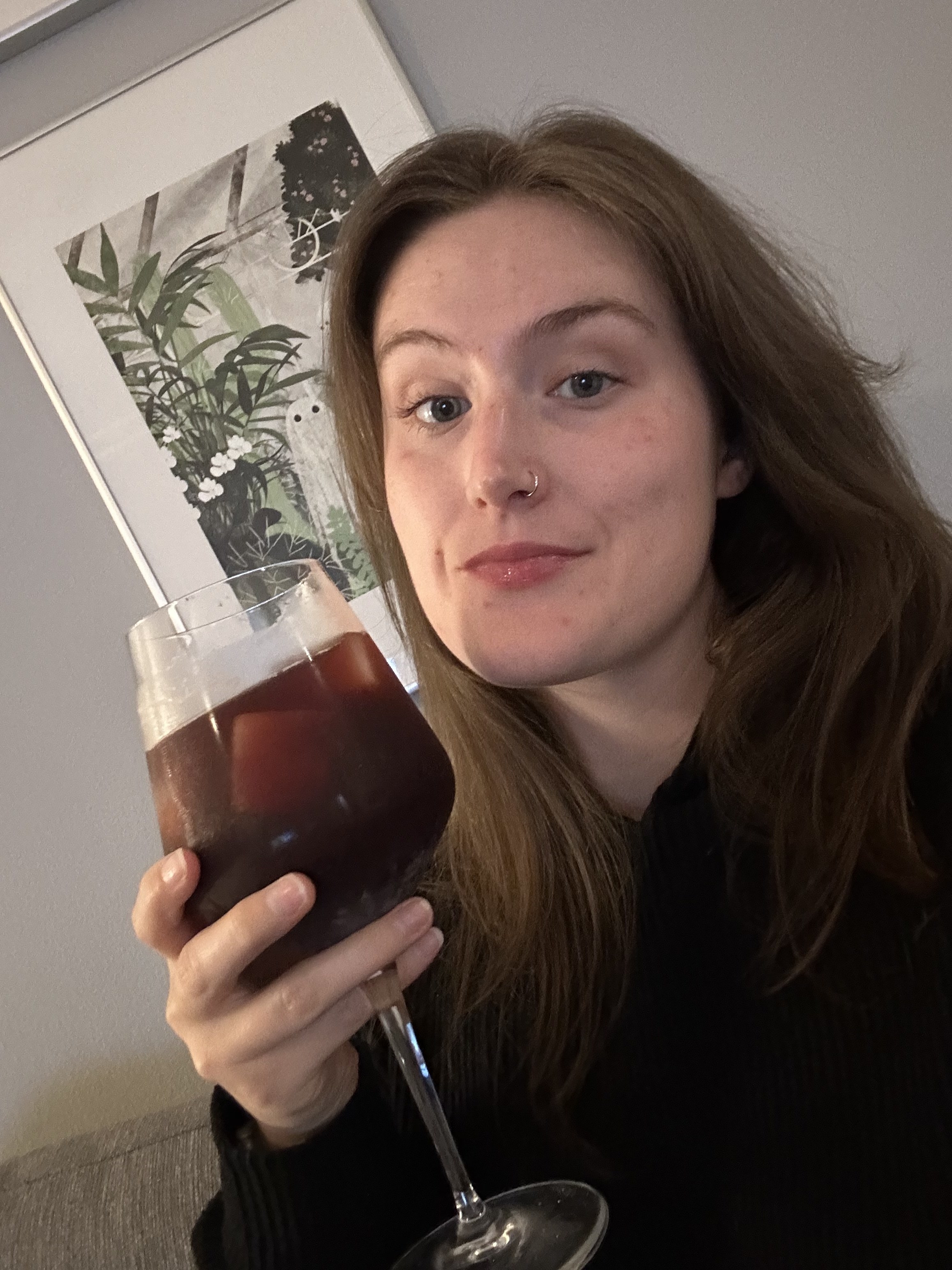 author with the drink