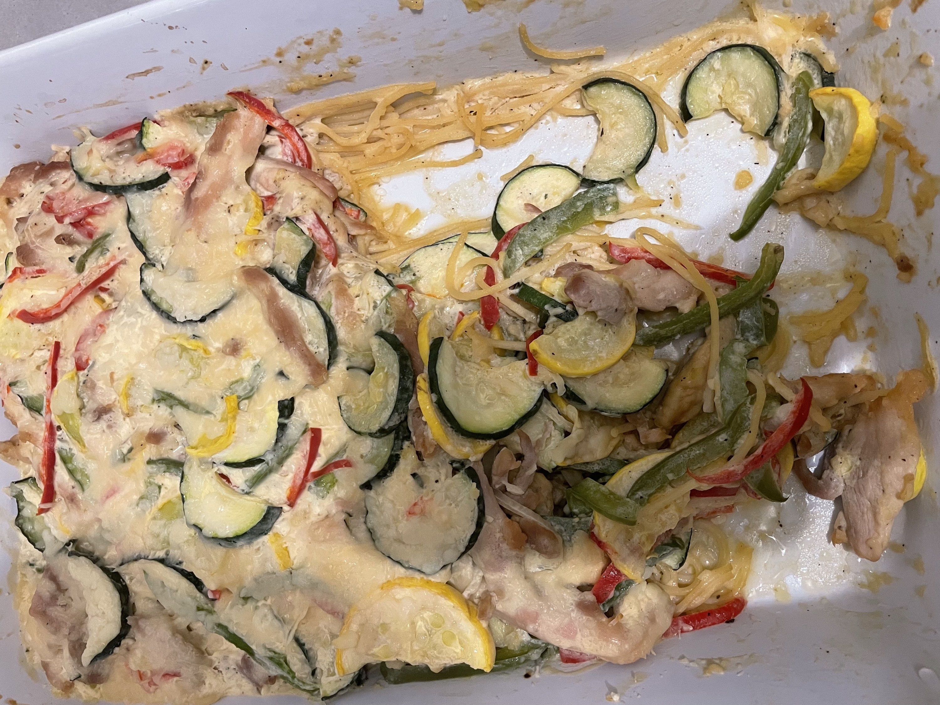 leftovers in a casserole dish