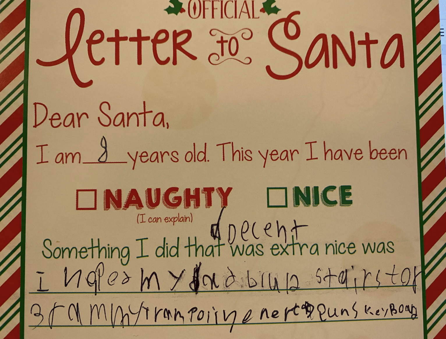 Note from a child to Santa