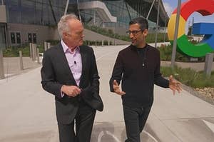 Still from "60 Minutes" segment with Google CEO Sundar Pichai