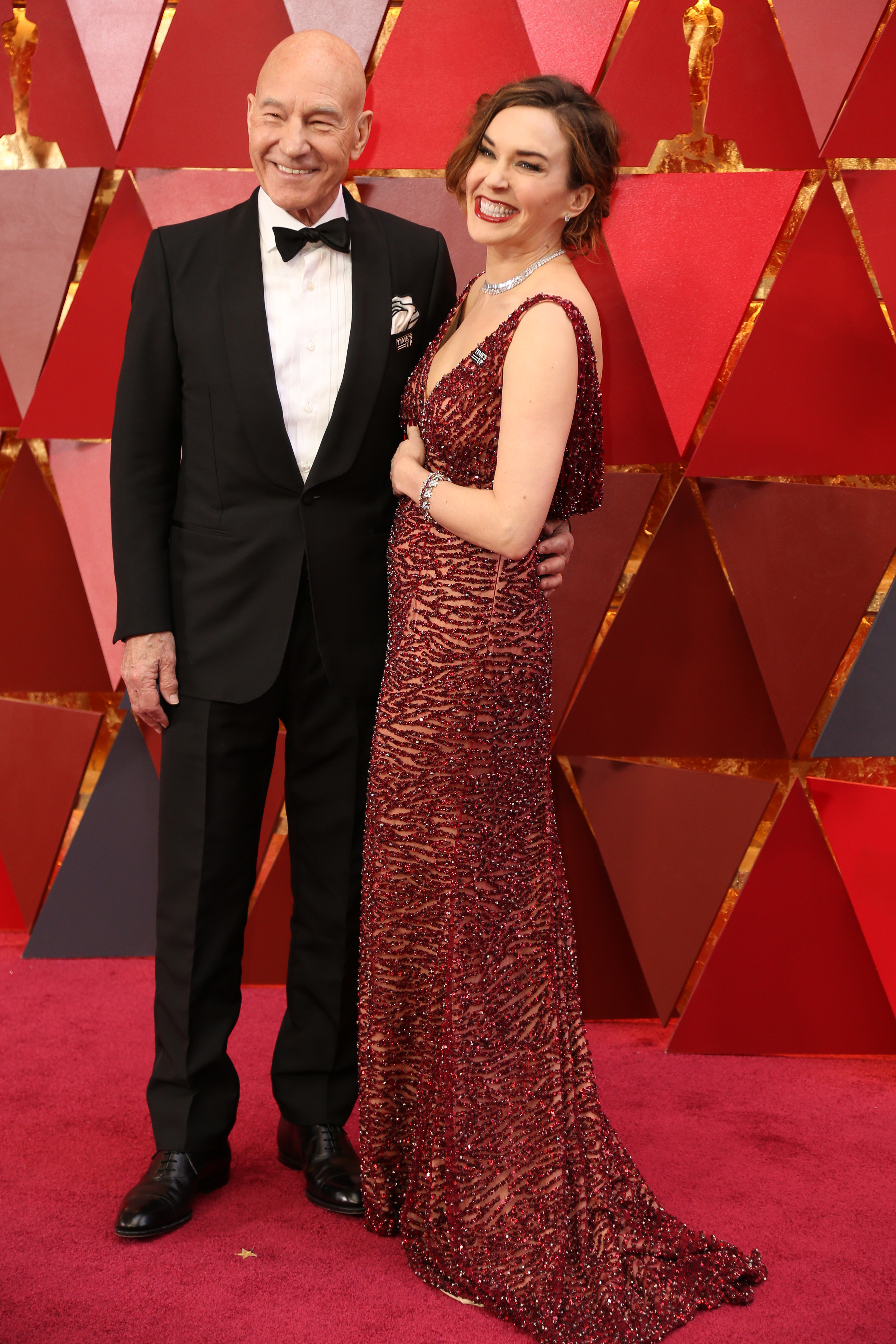 Patrick Stewart and Sunny Ozell on the red carpet in 2018