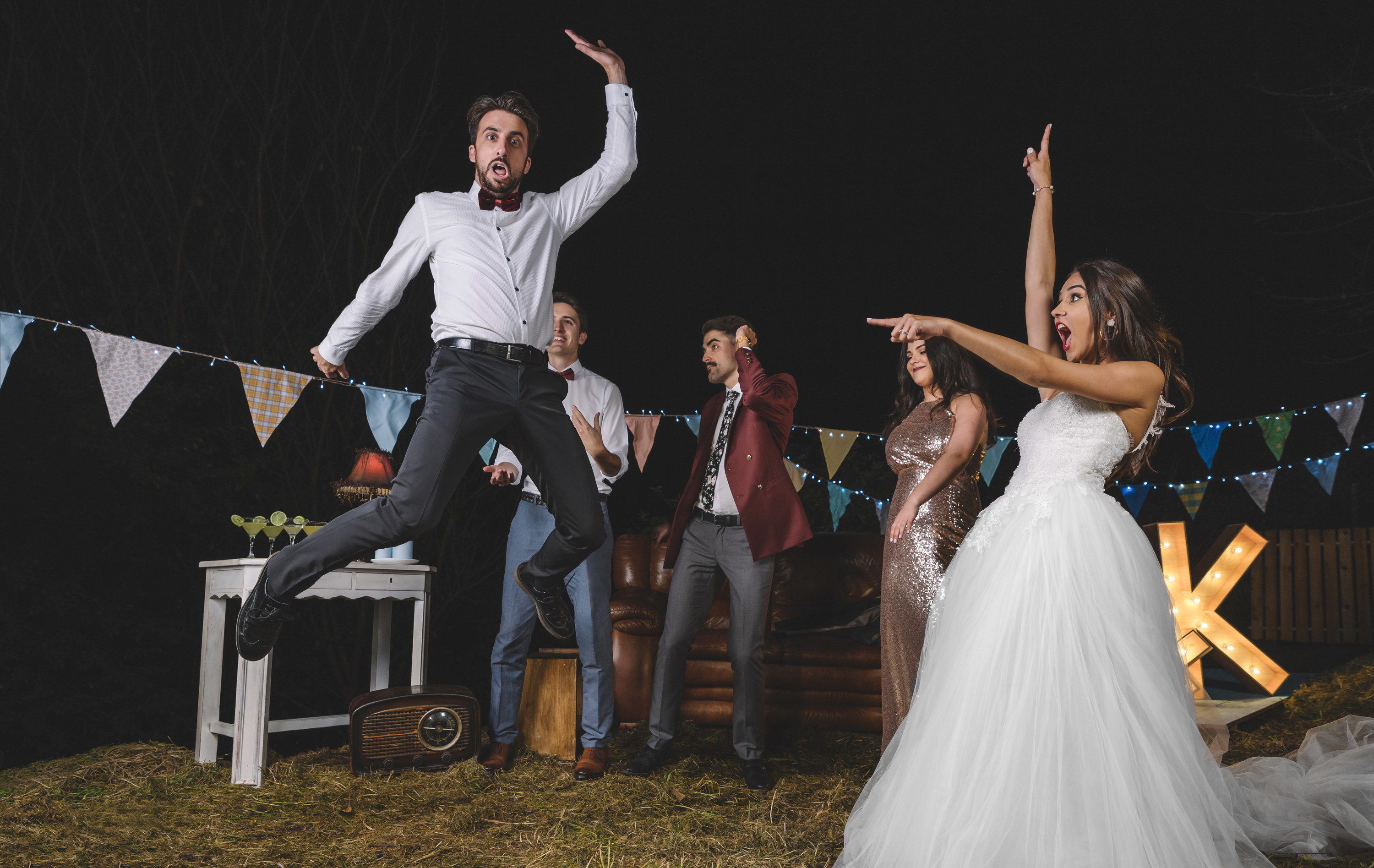 A couple dancing at their wedding