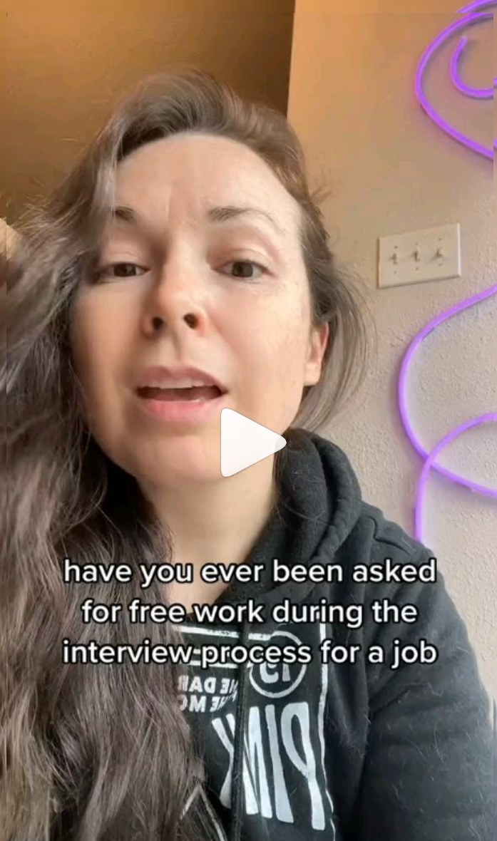 IG Reel about free labor during a job interview process