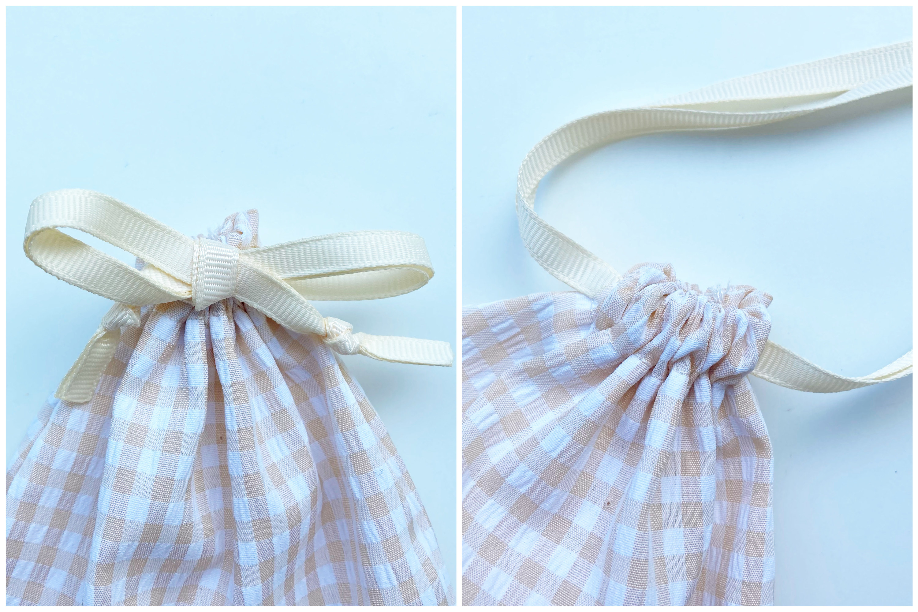 CanDo(キャンドゥ)のミニポーチ「巾着 ギンガムチェック」