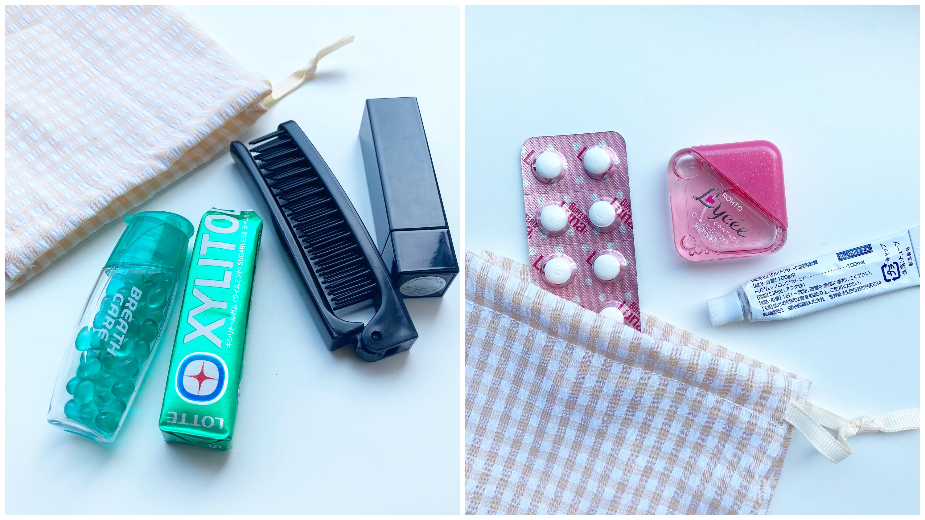 CanDo(キャンドゥ)のミニポーチ「巾着 ギンガムチェック」