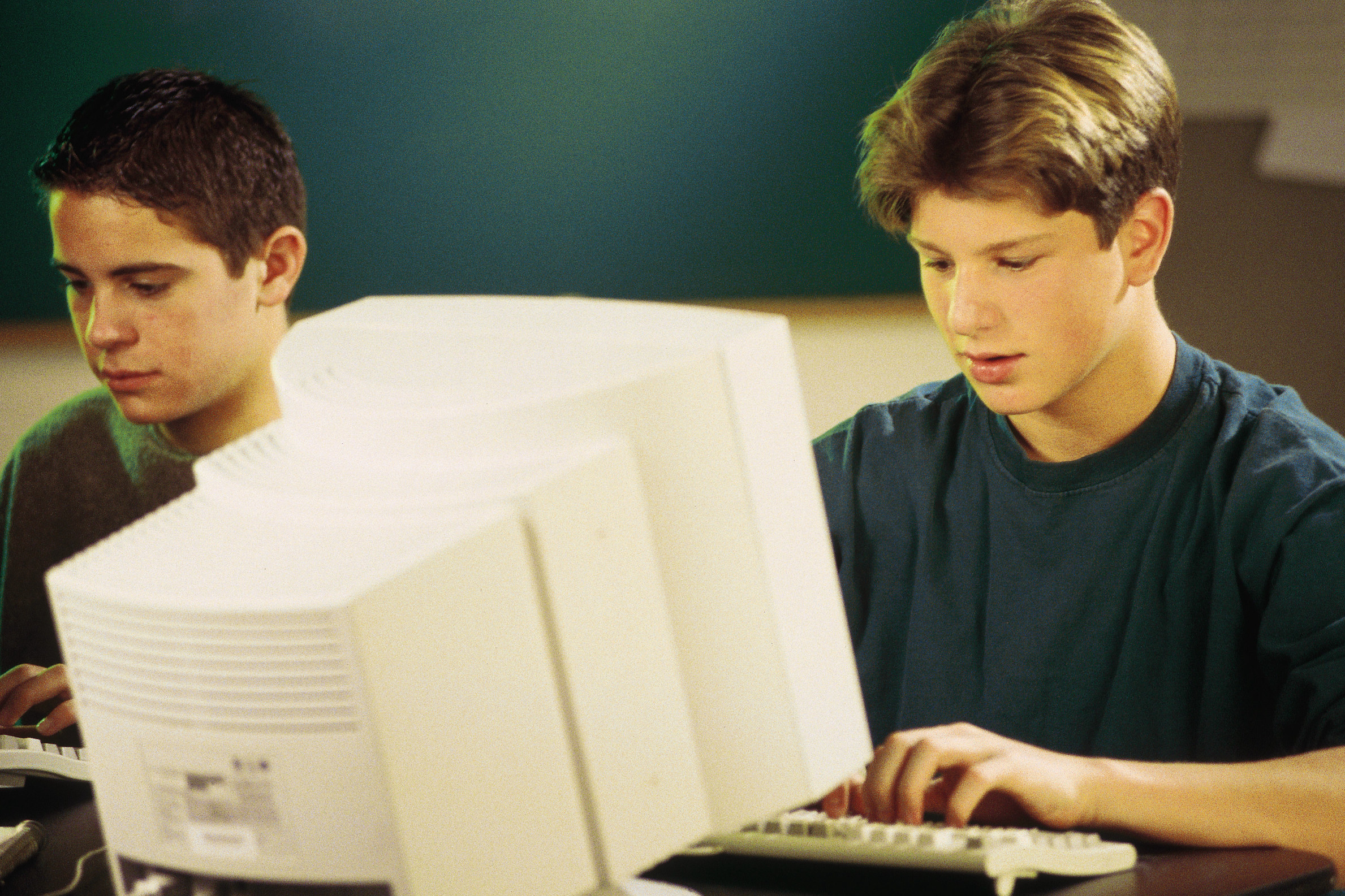 Two boys at a computer