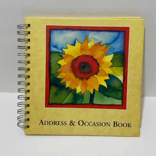 A spiral Address &amp;amp; Occasion Book with a sunflower
