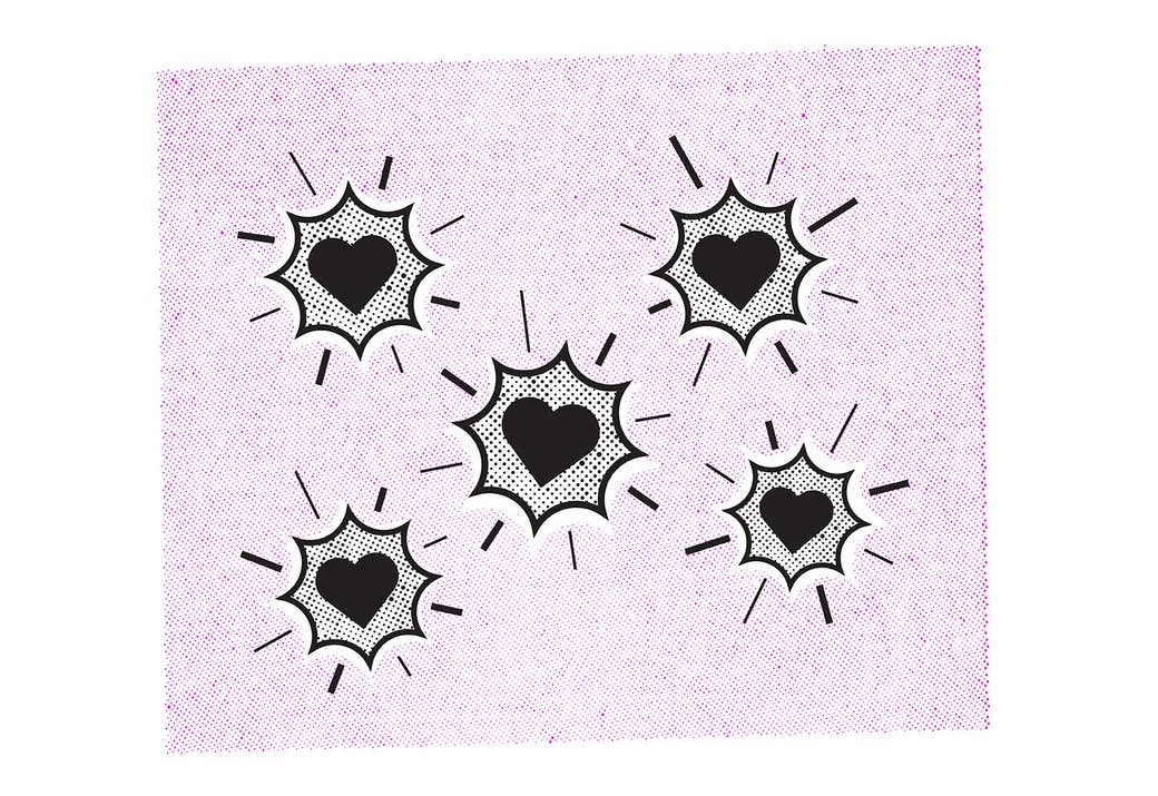 Hearts as bullet holes illustration