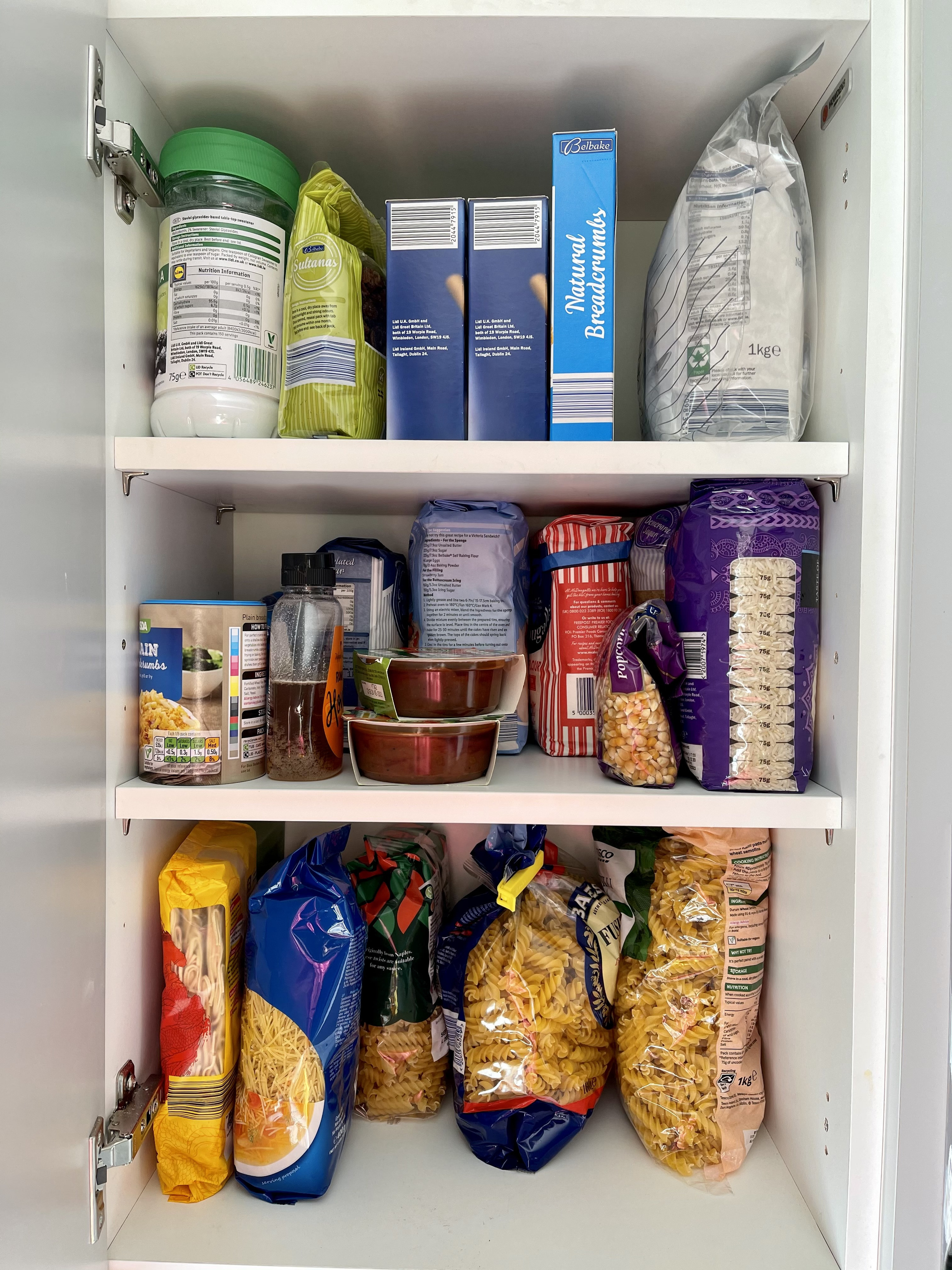 A pantry with food
