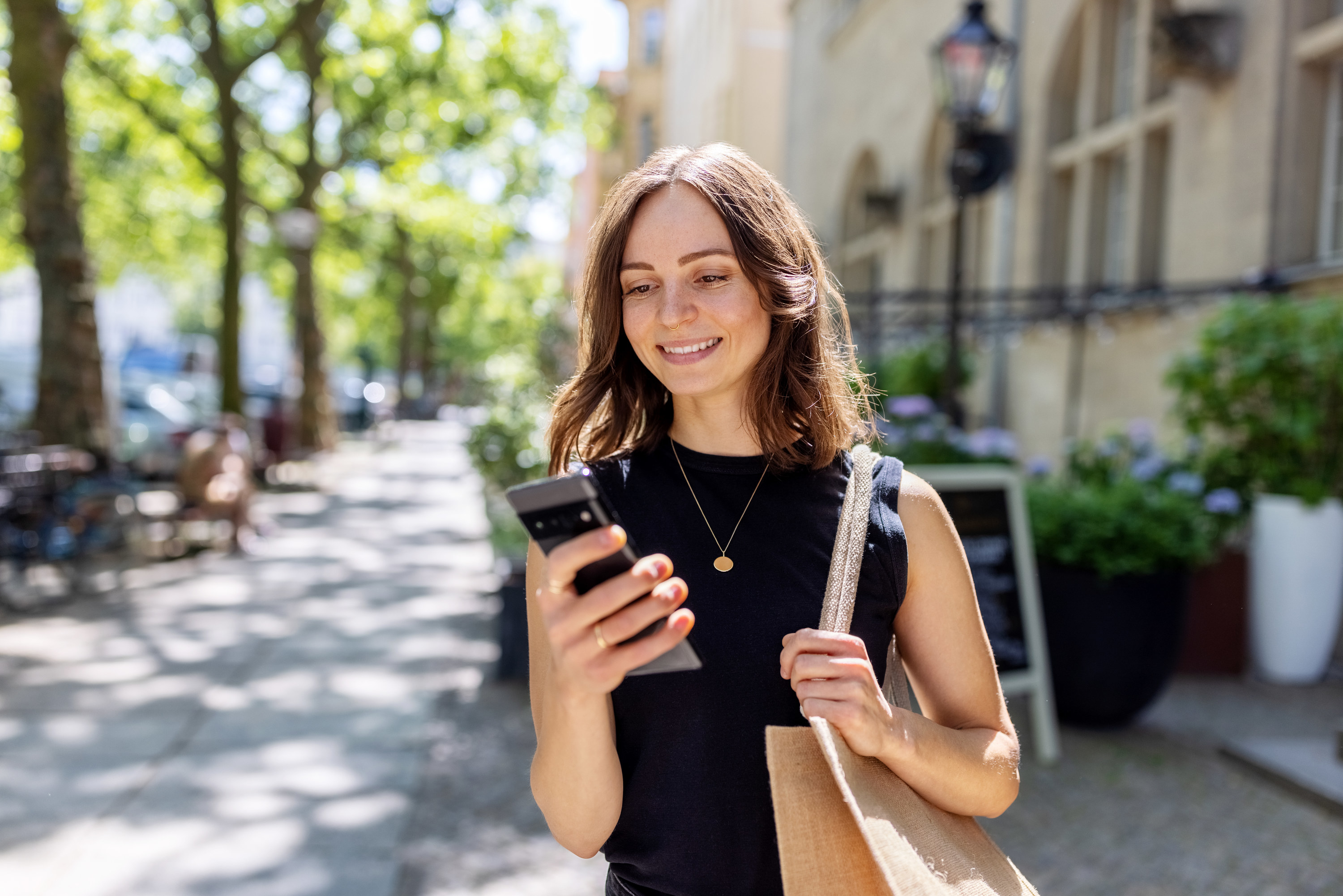 a woman on her phone