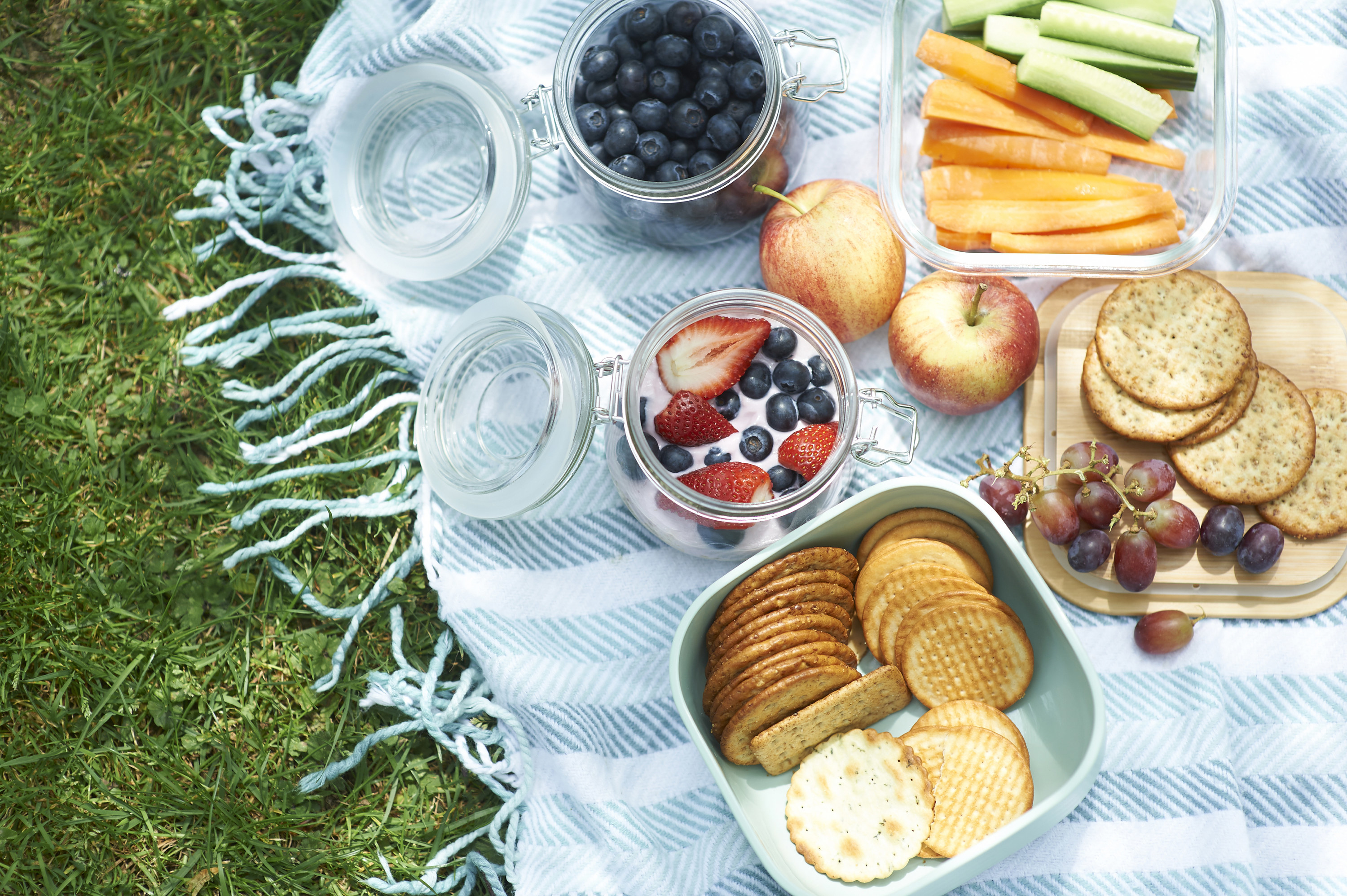 A picnic with an assortment of food