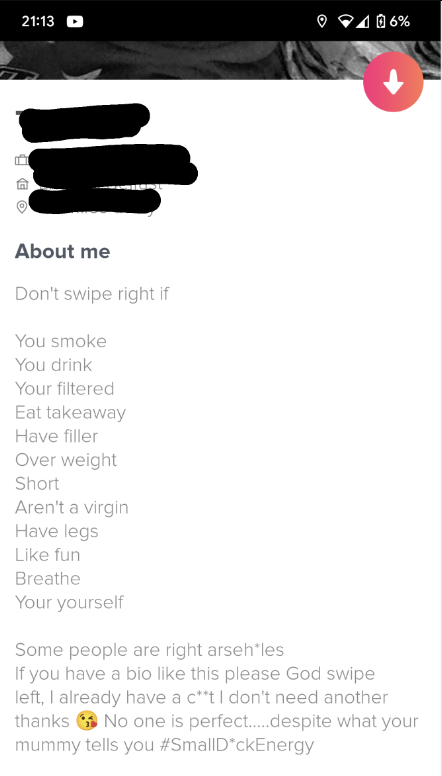 bio making fun of the red flag lists type of bios