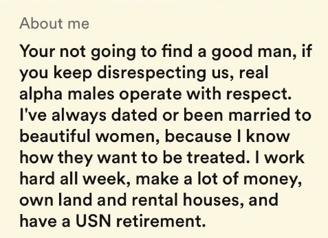 you're not going to find a good man if you keep disrespecting us