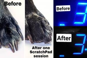 before and afters for a scratchpad and light dimming stickers
