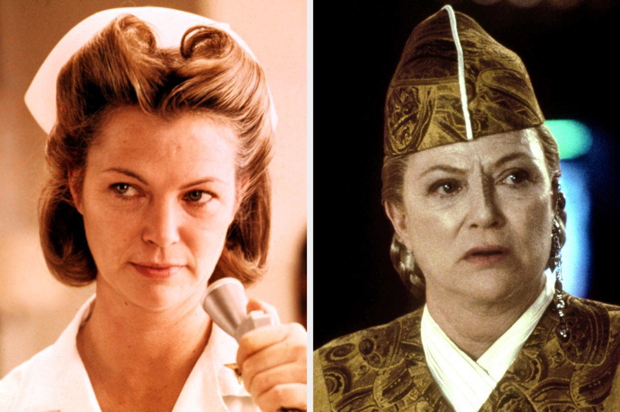 Side-by-side of Louise Fletcher as Nurse Ratched and Kai Winn