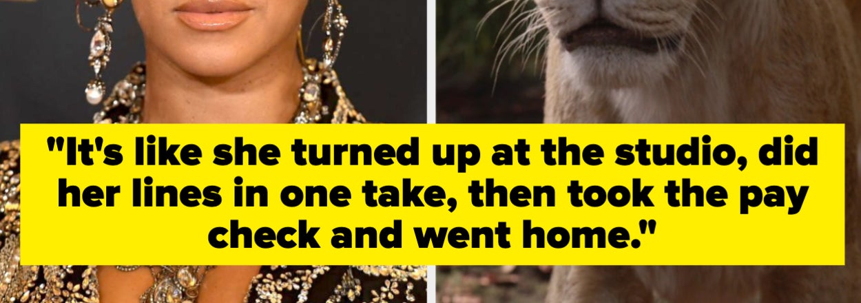beyonce as nala caption reads It's like she turned up at the studio did her lines in one take then took the pay check and went home