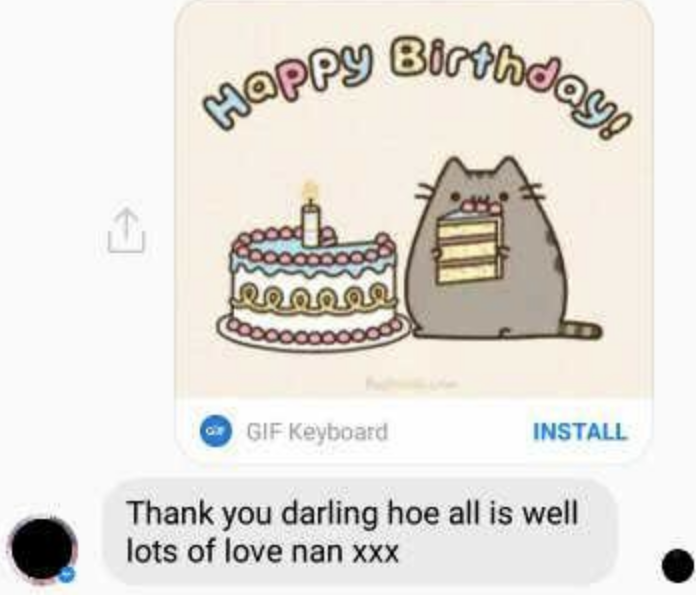 thank you darling hoe all is well lots of love, nan