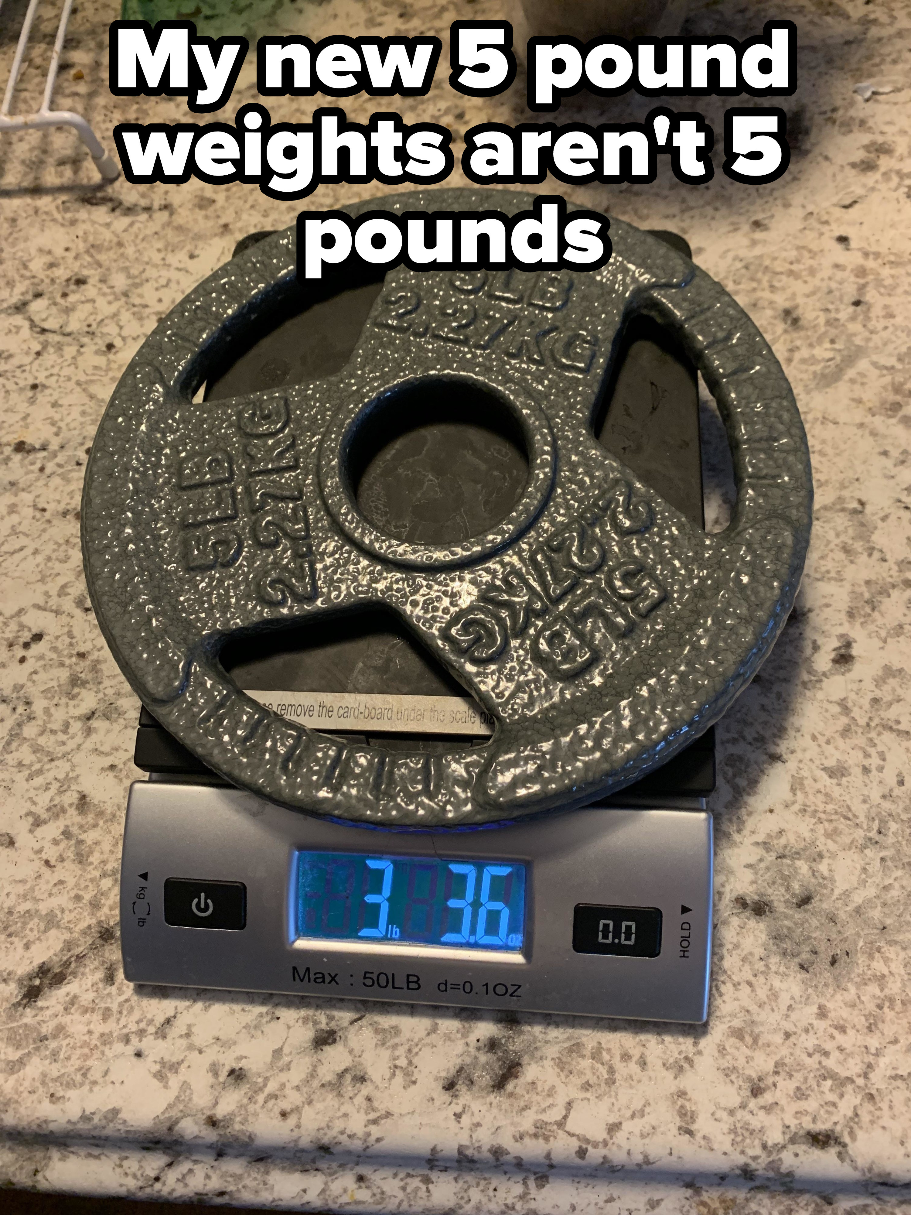 5-pound weights that are only 3 1/3 pounds