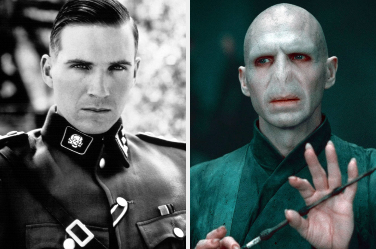 Side-by-side of Ralph Fiennes in &quot;Schindler&#x27;s List&quot; and &quot;Harry Potter&quot;