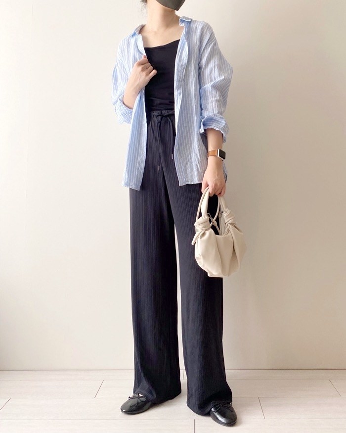 GU(ジーユー)のオススメのファッション「リブプルオンパンツ(丈標準68.0~72.0cm)」のコーディネート