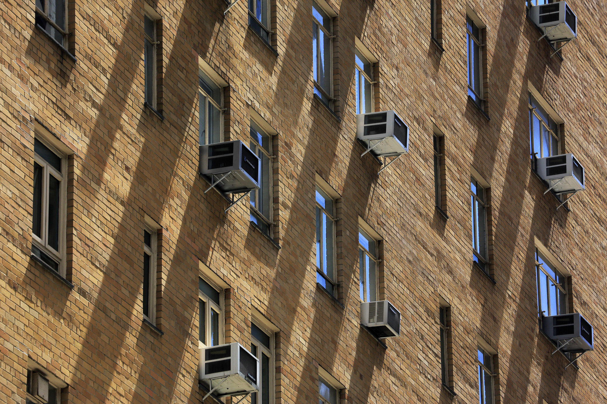 Air conditioning units in an apartment window