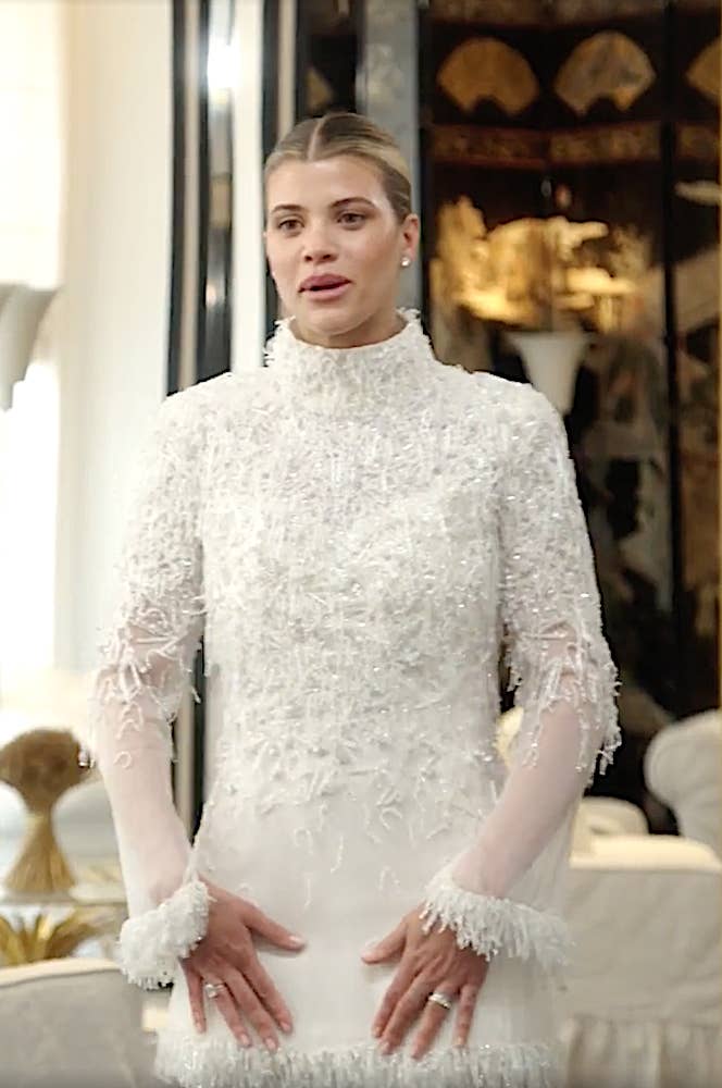 open lace back dress Sofia Richie Grainge Elevates an $1,790 Amazon Dress With Alaa's Le Teckel  Bag
