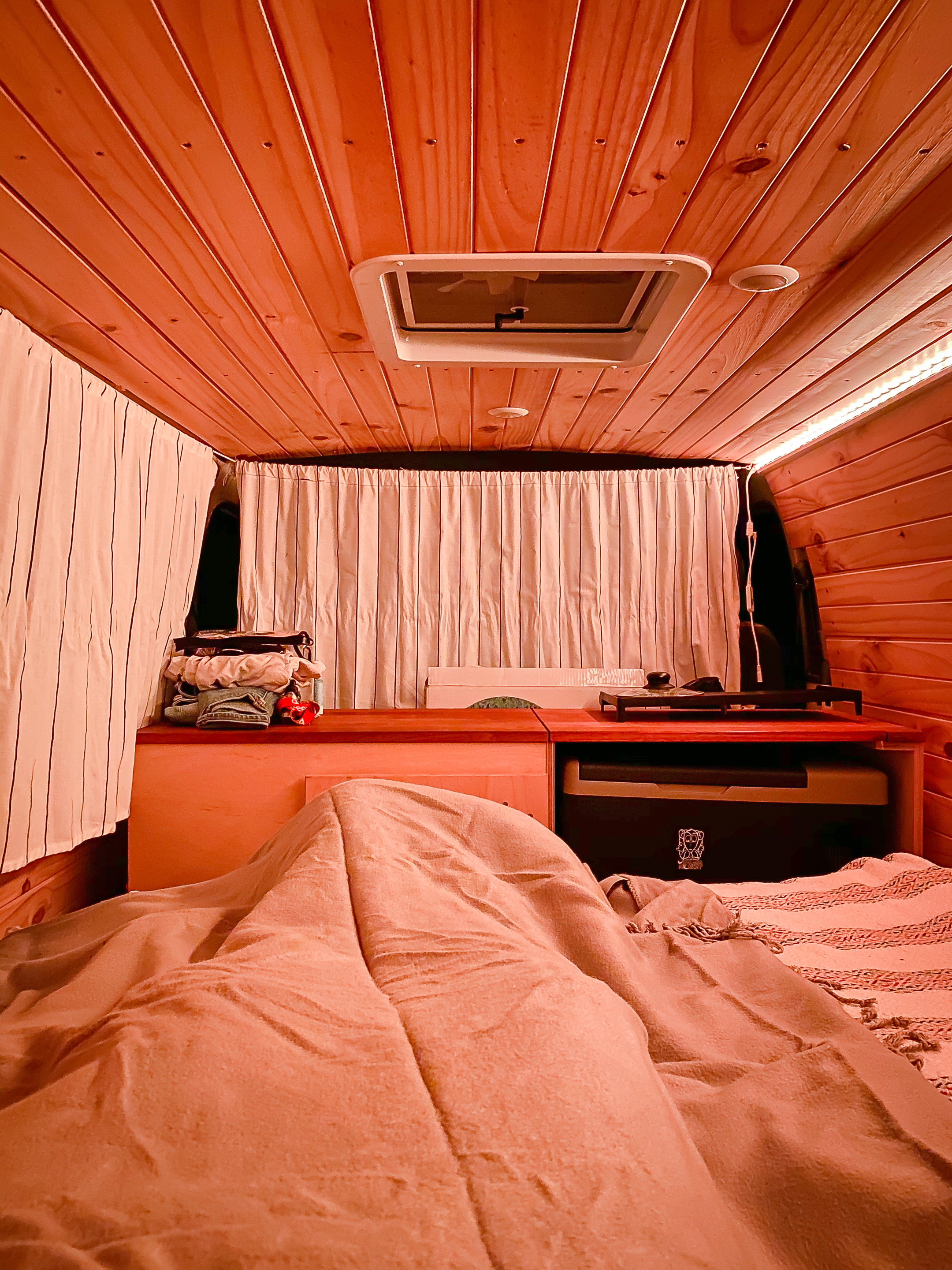Photo of the bed inside the van