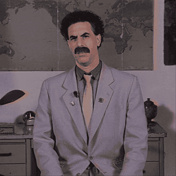 Gif of Borat saying 'you have a bad face'