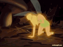 Tinkerbell weakly falling to the ground