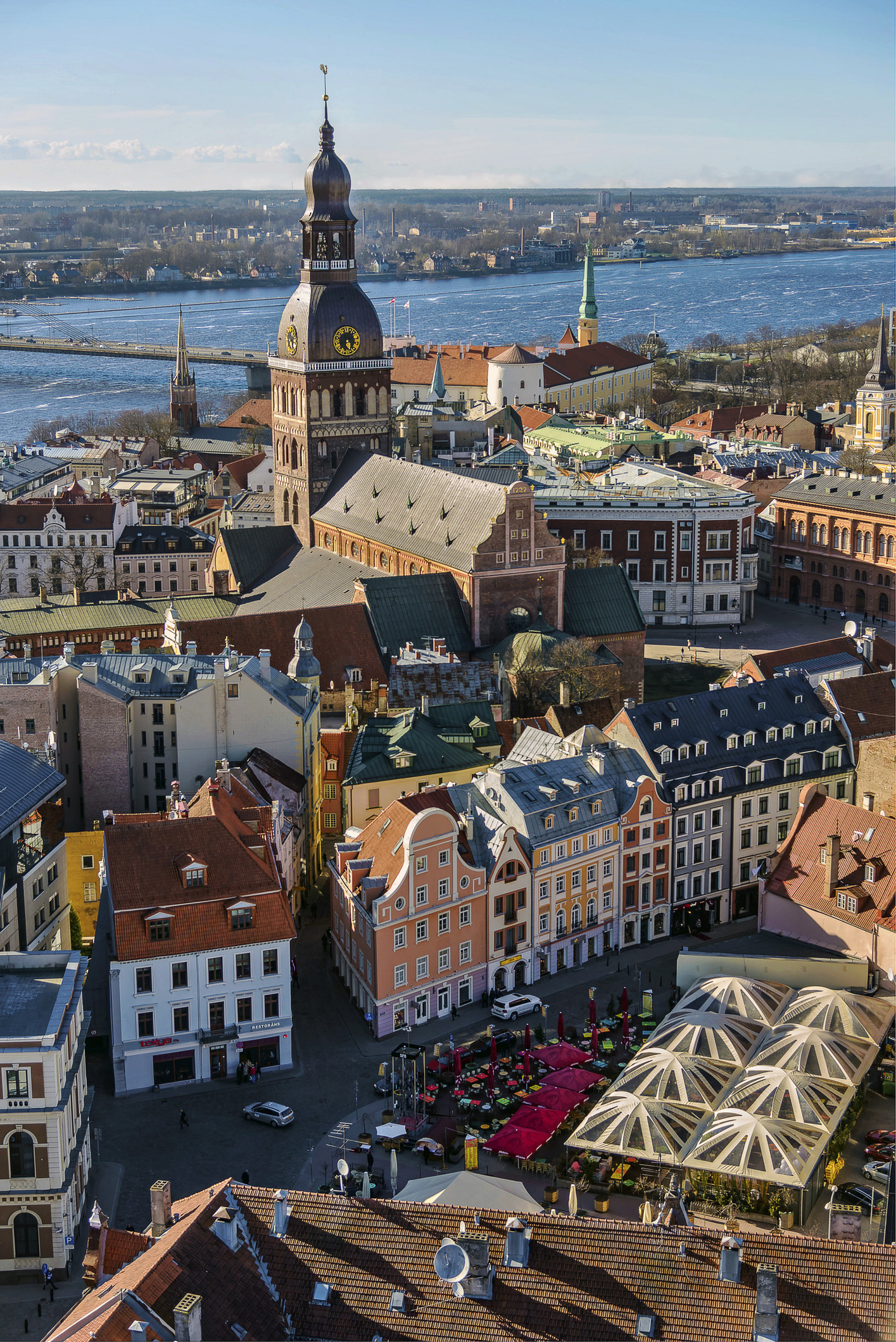 Cityscape of Riga old town from above.