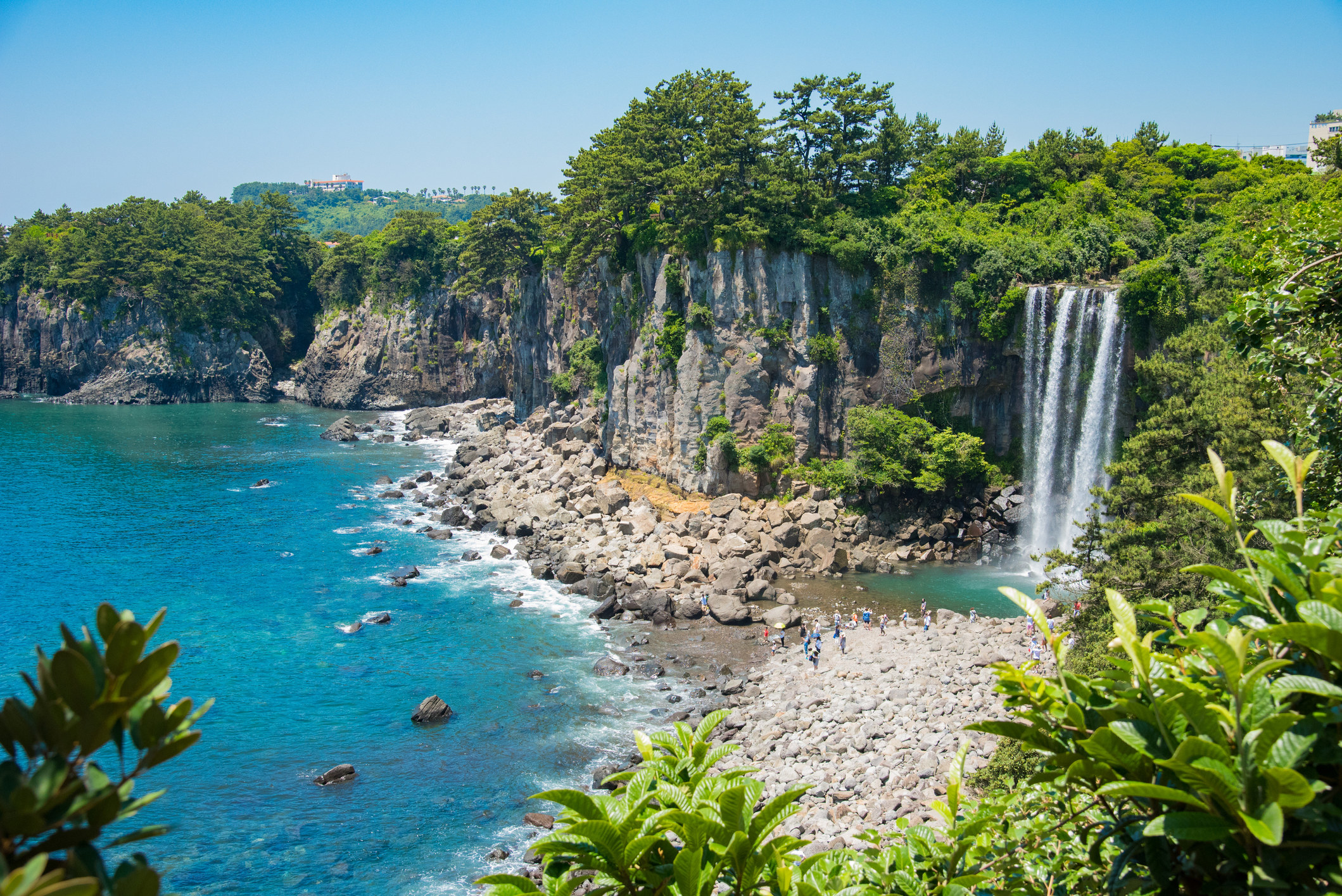 A waterfall in Jeju Island.