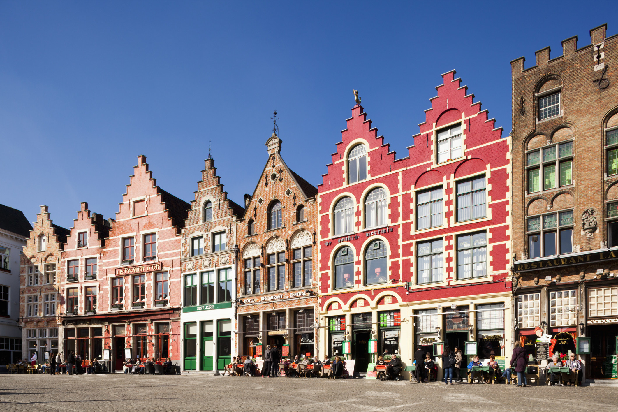 Historic houses on Grote Markt in Bruges.