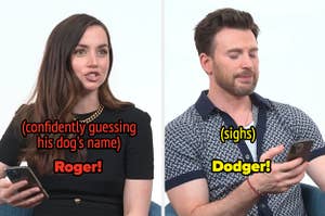 Ana guesses Chris's dog's name is Roger, but he corrects her that it's Dodger