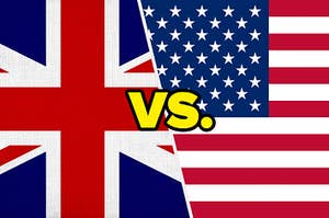 British flag and US flag.
