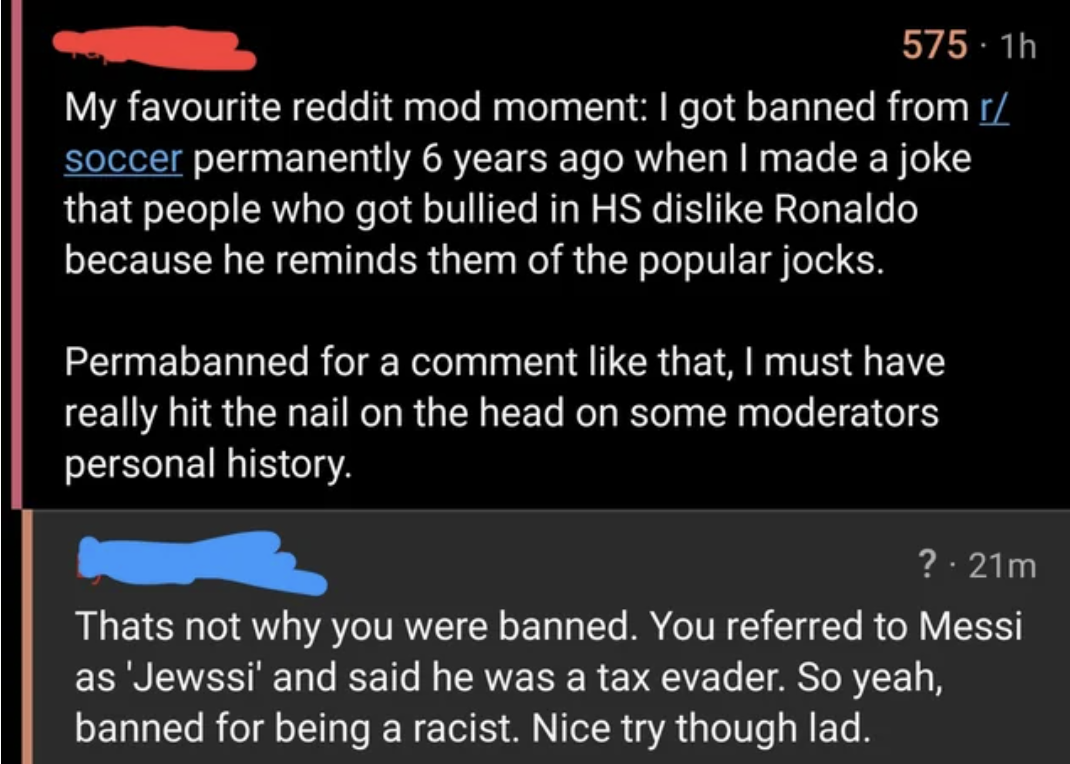 that&#x27;s not why you were banned, you were banned for being racist, nice try though