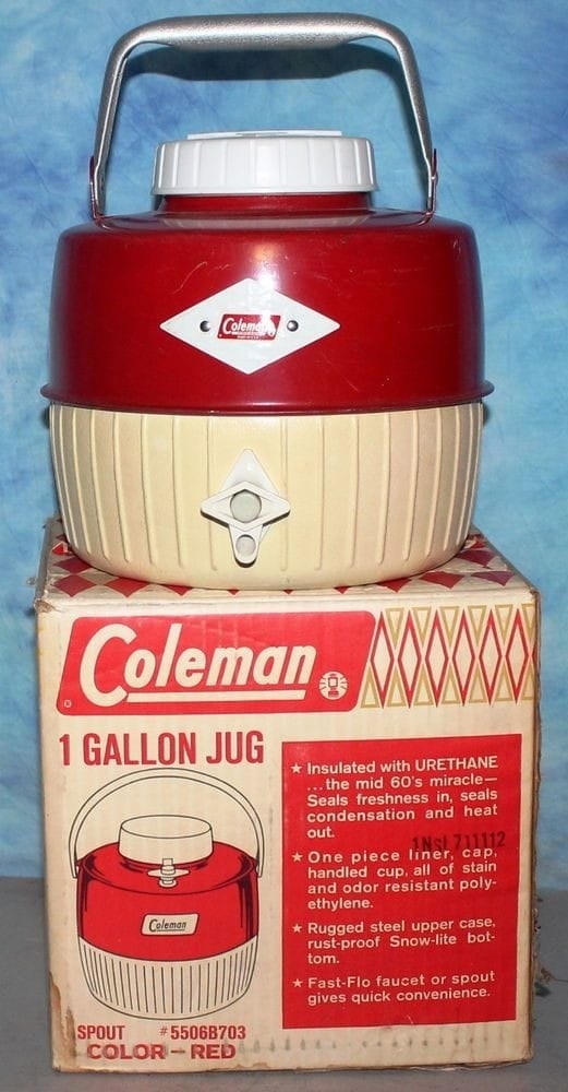 An old-school Coleman gallon thermos/jug