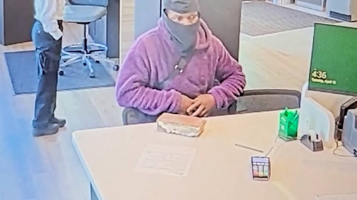 A suspect is wanted by police after they were recorded robbing a bank in Northwest Washington, D.C. with just a brick as their weapon of choice.