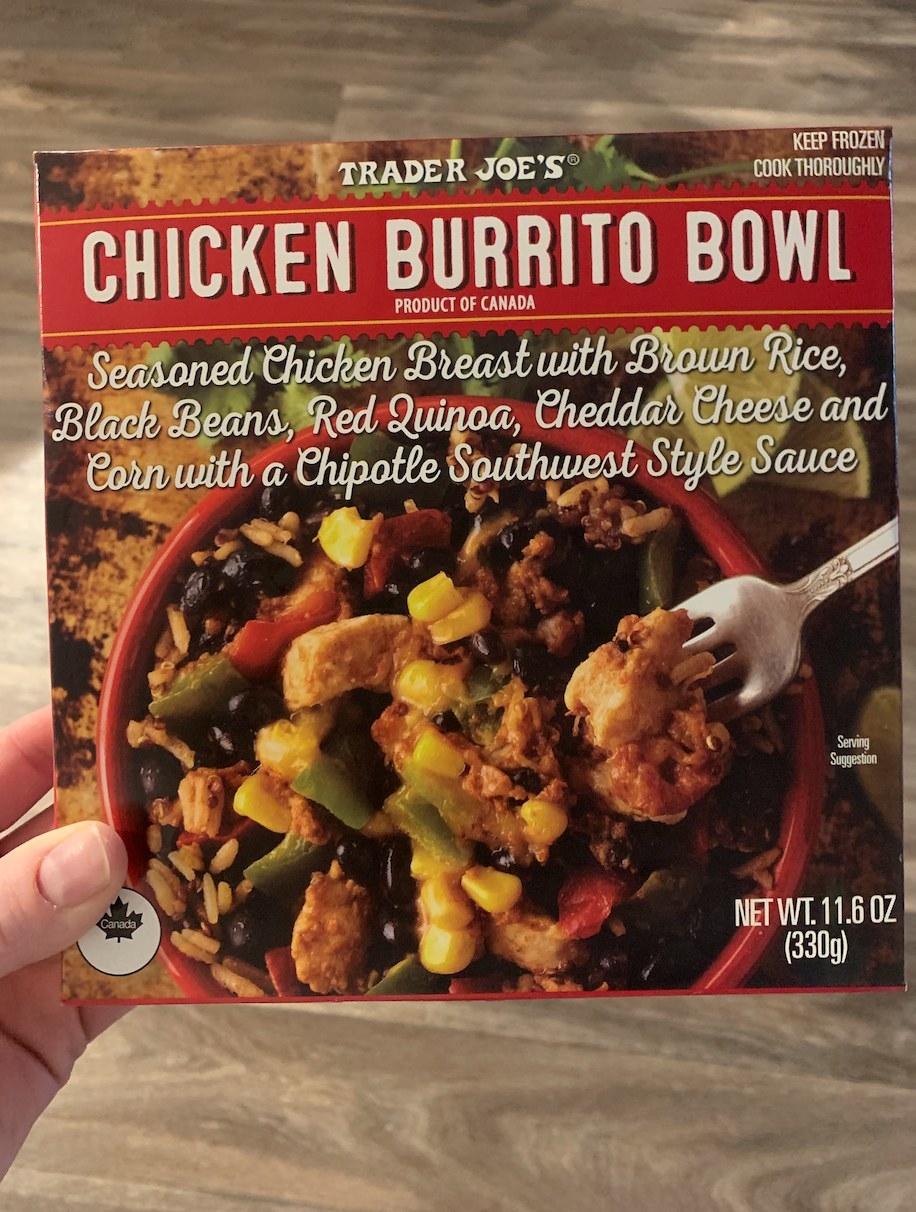 Package of Trader Joe's burrito bowl