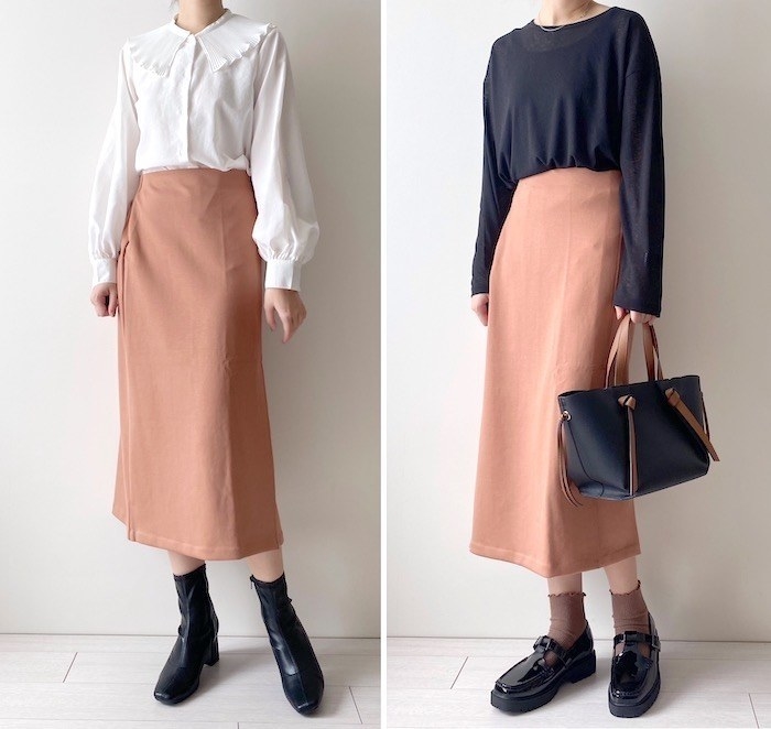 ユニクロのオススメのボトムス「ストレッチダブルフェイススリットスカート」