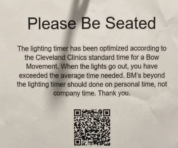 "When the lights go out, you have exceeded the average time needed."