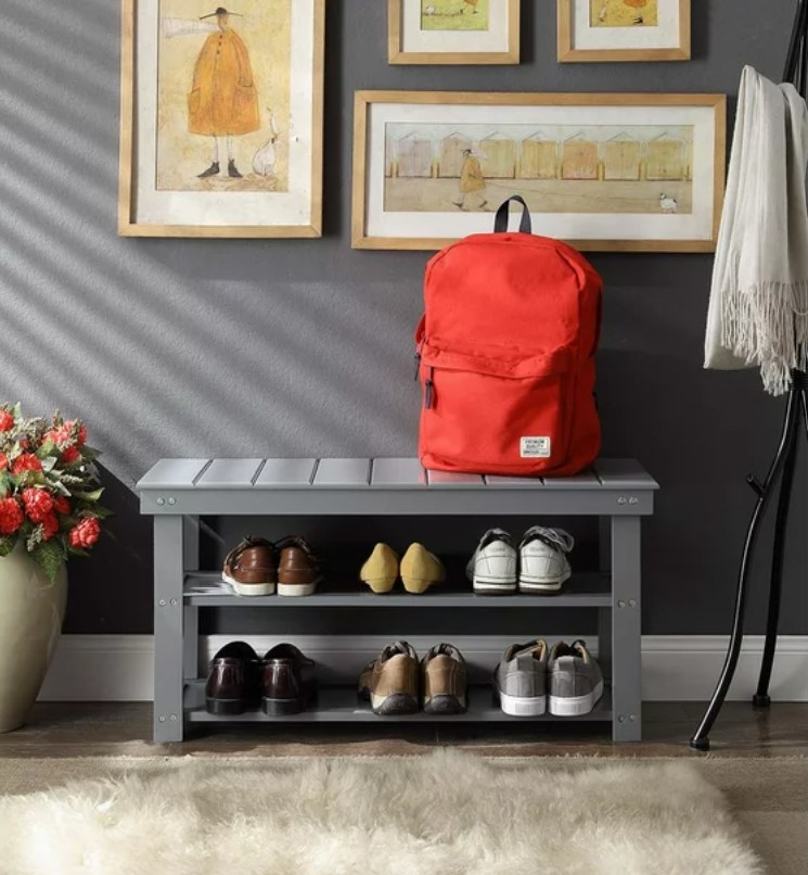 the shoe rack bench in the color Gray