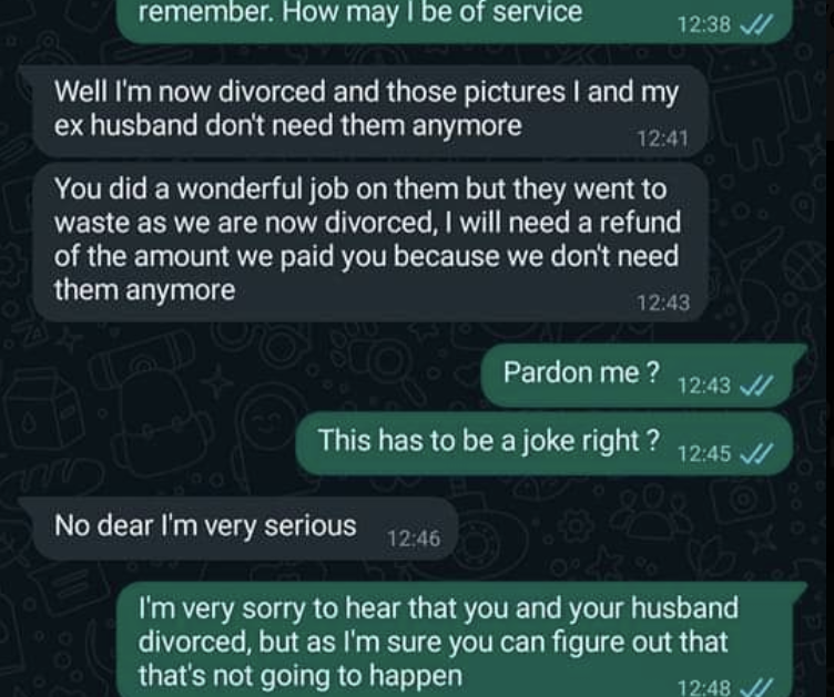 Screenshot of a text exchange